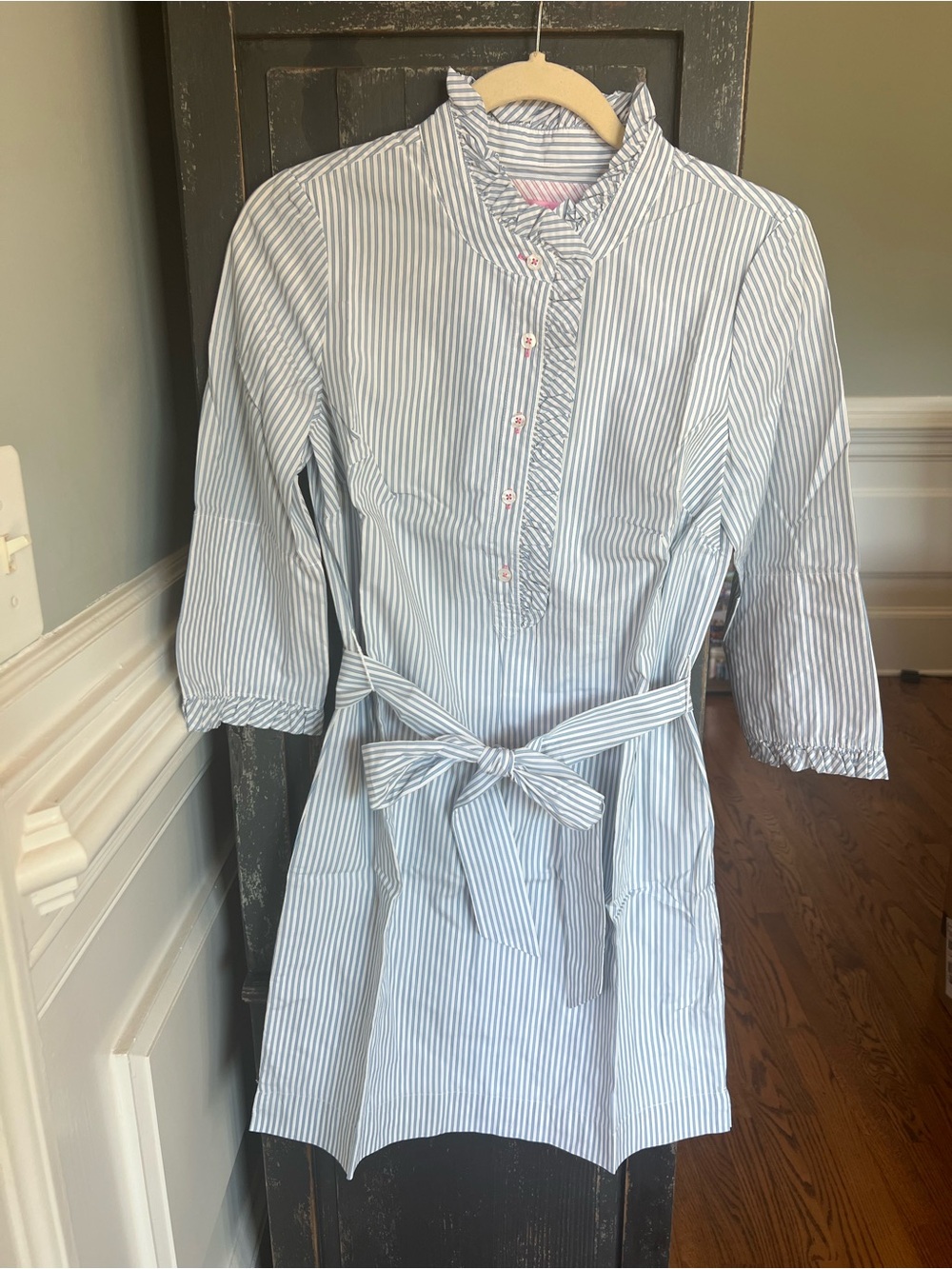 Lilly Pulitzer Brinkley Shirtdress Conductor Stripe pattern. Starry blue Sz2 NWT - Picture 1 of 11
